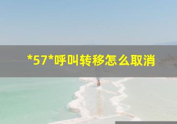 *57*呼叫转移怎么取消