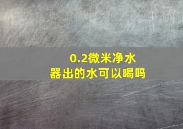 0.2微米净水器出的水可以喝吗