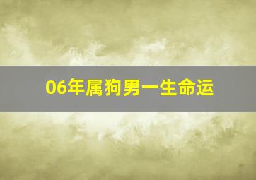 06年属狗男一生命运