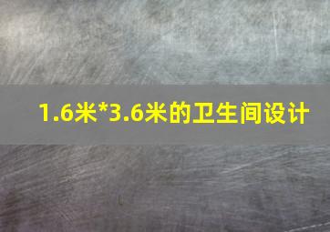 1.6米*3.6米的卫生间设计