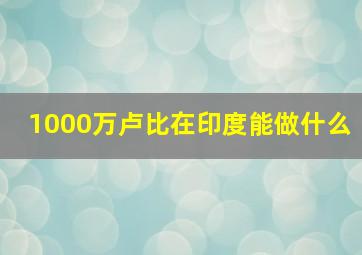 1000万卢比在印度能做什么