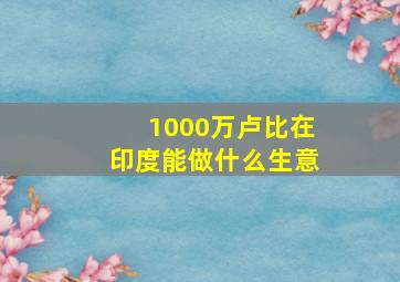 1000万卢比在印度能做什么生意