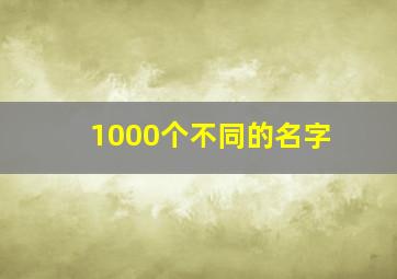 1000个不同的名字