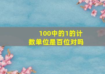 100中的1的计数单位是百位对吗