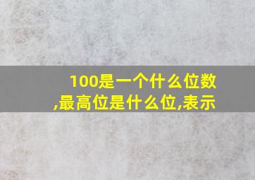 100是一个什么位数,最高位是什么位,表示