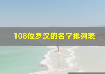 108位罗汉的名字排列表