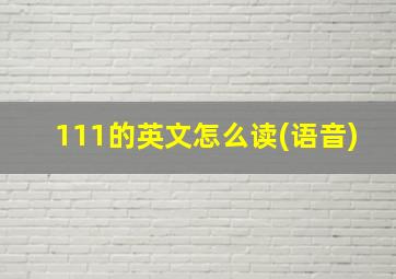 111的英文怎么读(语音)