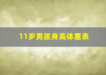 11岁男孩身高体重表