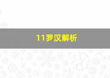 11罗汉解析