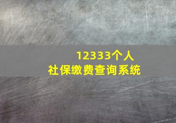 12333个人社保缴费查询系统