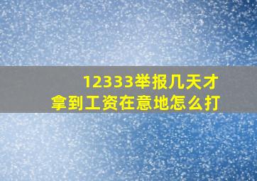 12333举报几天才拿到工资在意地怎么打