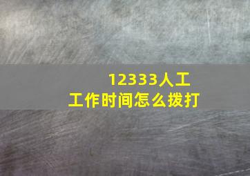 12333人工工作时间怎么拨打