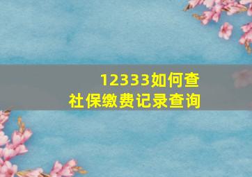 12333如何查社保缴费记录查询