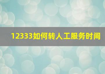 12333如何转人工服务时间