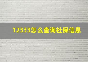 12333怎么查询社保信息