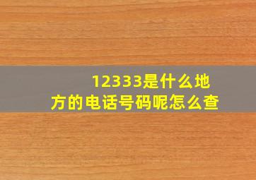 12333是什么地方的电话号码呢怎么查