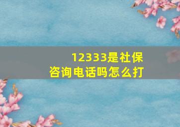 12333是社保咨询电话吗怎么打