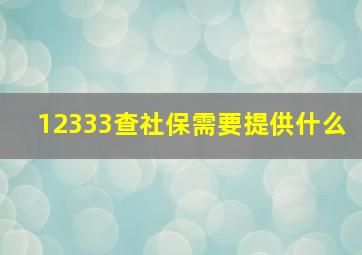 12333查社保需要提供什么