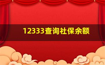 12333查询社保余额