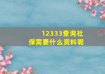 12333查询社保需要什么资料呢