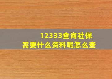 12333查询社保需要什么资料呢怎么查