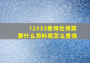 12333查询社保需要什么资料呢怎么查询