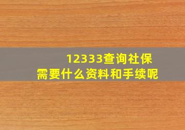 12333查询社保需要什么资料和手续呢