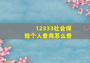 12333社会保险个人查询怎么查