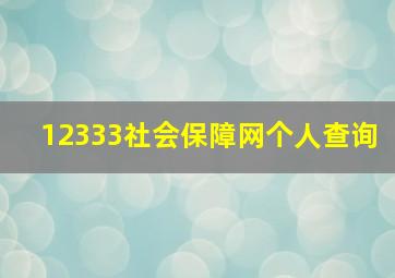 12333社会保障网个人查询