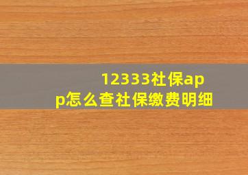 12333社保app怎么查社保缴费明细