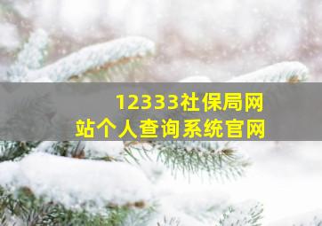 12333社保局网站个人查询系统官网