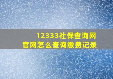 12333社保查询网官网怎么查询缴费记录