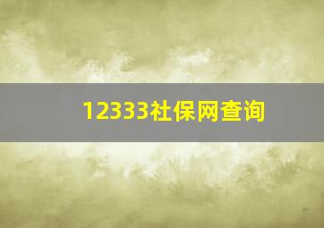 12333社保网查询