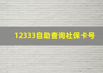 12333自助查询社保卡号