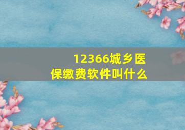 12366城乡医保缴费软件叫什么