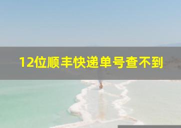 12位顺丰快递单号查不到