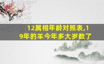 12属相年龄对照表,19年的羊今年多大岁数了