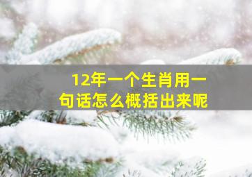 12年一个生肖用一句话怎么概括出来呢