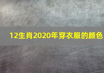 12生肖2020年穿衣服的颜色