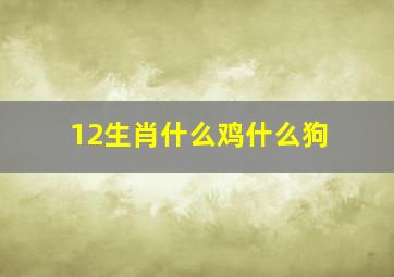 12生肖什么鸡什么狗