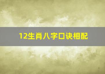 12生肖八字口诀相配