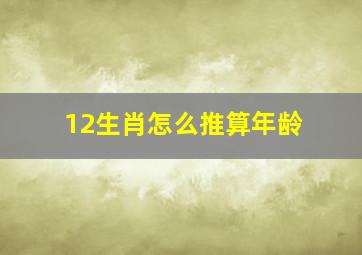 12生肖怎么推算年龄