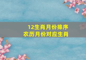 12生肖月份排序农历月份对应生肖