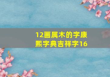 12画属木的字康熙字典吉祥字16