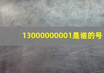 13000000001是谁的号