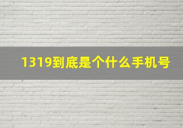 1319到底是个什么手机号