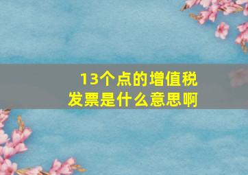 13个点的增值税发票是什么意思啊