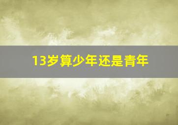 13岁算少年还是青年