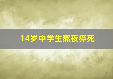 14岁中学生熬夜猝死