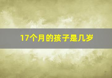 17个月的孩子是几岁